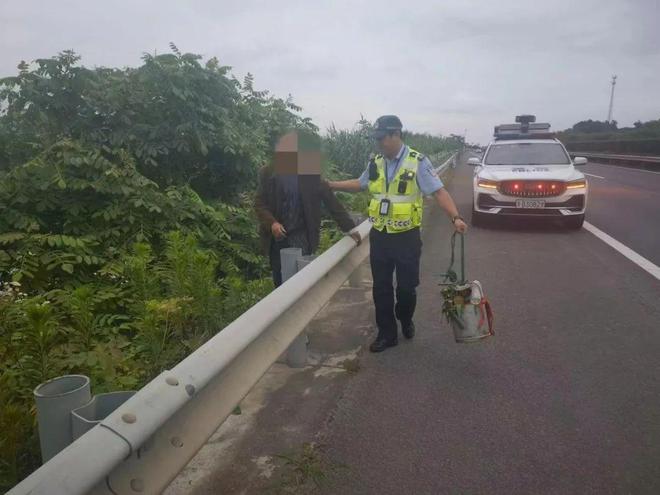 危险！一名老人在高速公路护栏边……(图1)